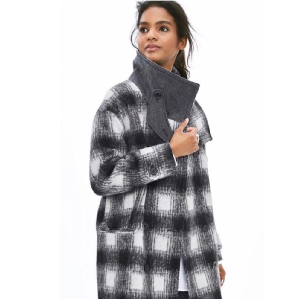 Banana Republic Italian Gingham Woolblend Coat S - Picture 8 of 8